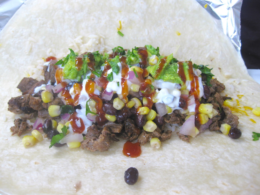 Inside of a Nacho Bizness Food Truck Burrito