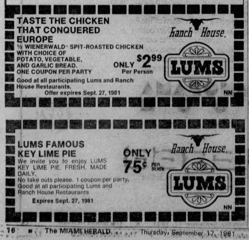 Ranch House & LUMS Ad in the Miami Herald