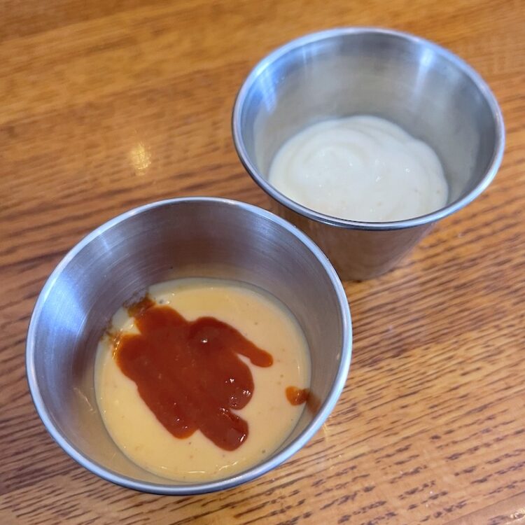 Samurai and Garlic Mayo sauces from The Belgian Monk in Punta Gorda, Florida