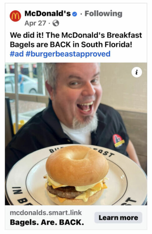Bagels are Back Ad Campaign with McDonald's