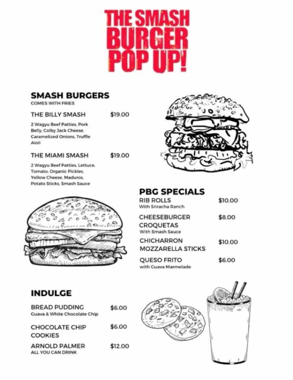 The Smash Burger Pop Up Menu
