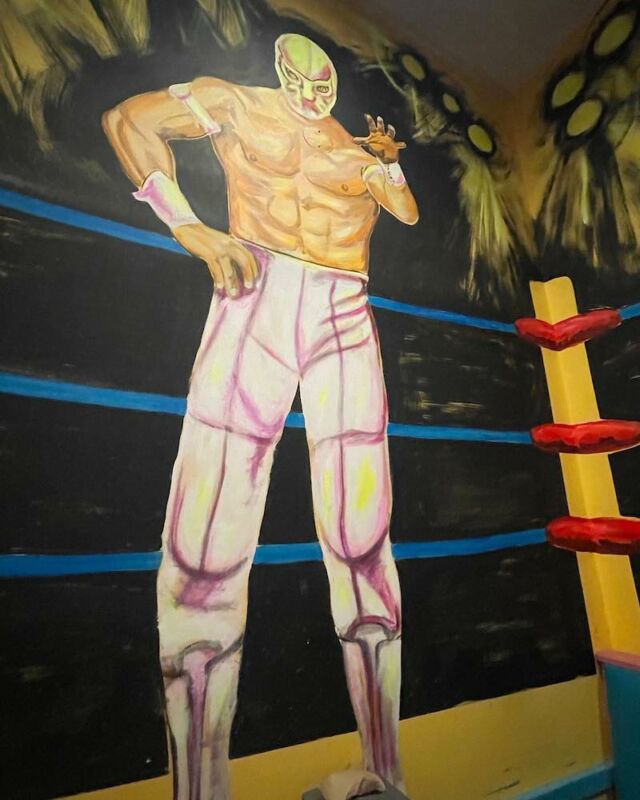 Luchador Mural at Taco One Night Stand in Jacksonville, Florida