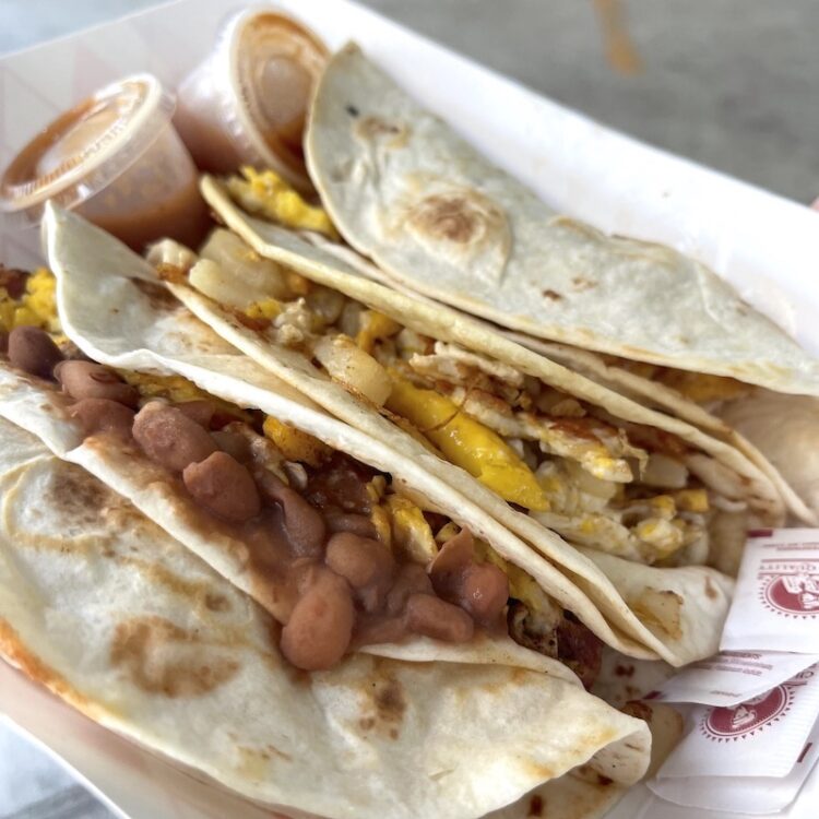 Breakfast Tacos from Poppa Burger in Houston, Texas