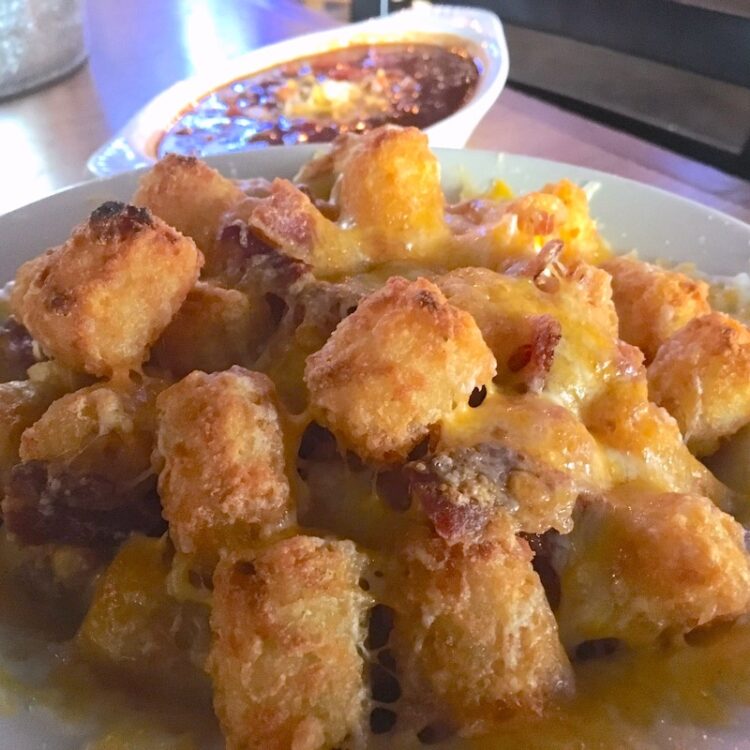 Loaded tots from Sandbar Sports Grill in Coconut Grove, Florida