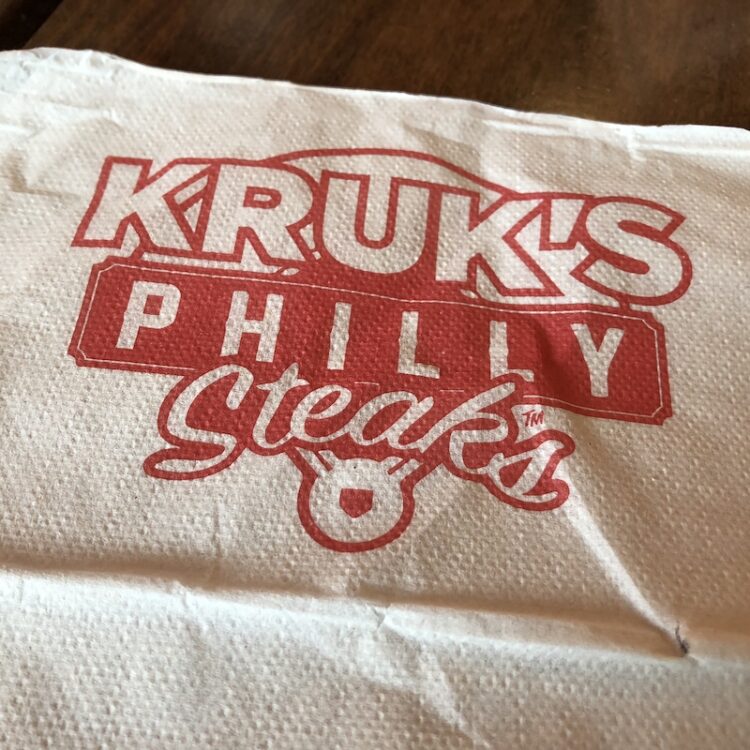 Kruk's Philly Steaks Napkin in Naples, Florida