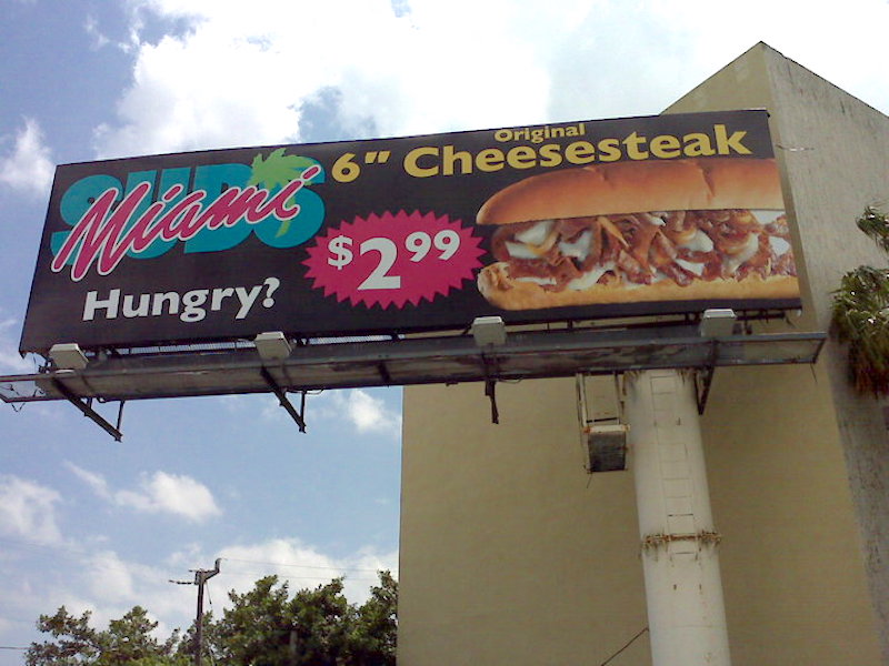 Miami Subs Billboard, photographed June 6th, 2010