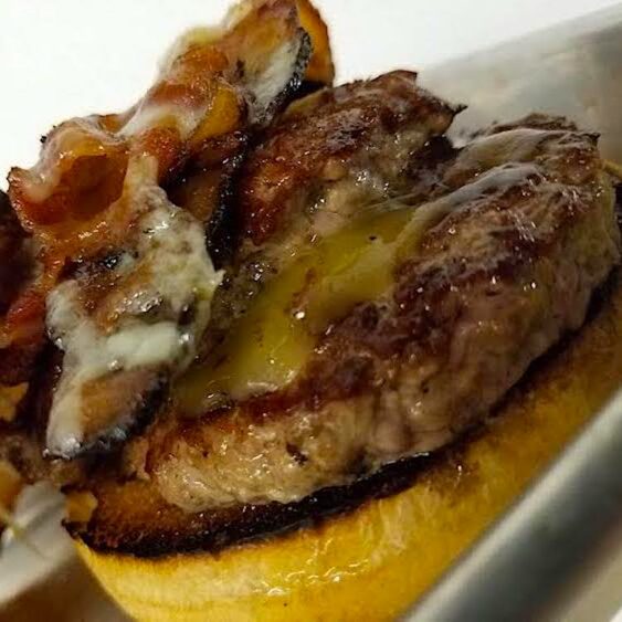 Chef Richard Plasencia by Pork Belly Candied Bacon Burger