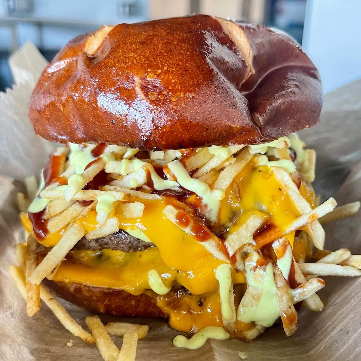 Double Beer Cheese Wagyu Burger from Are You Hungry? Grill in Miami, Florida