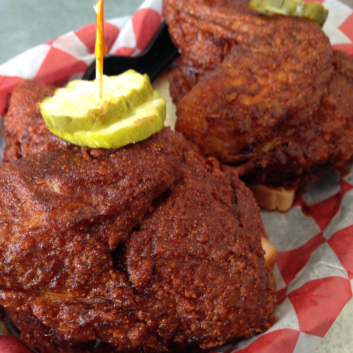 Large White Meat Hot Chicken from Hattie B's in Nashville, Tennessee