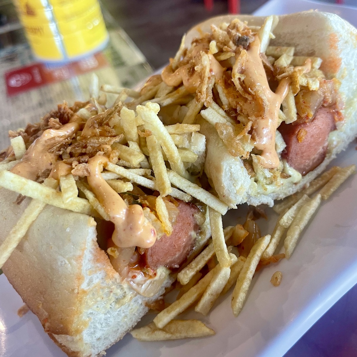 Chino Latino Hot Dog from Temple Street Eatery in Fort Lauderdale, Florida