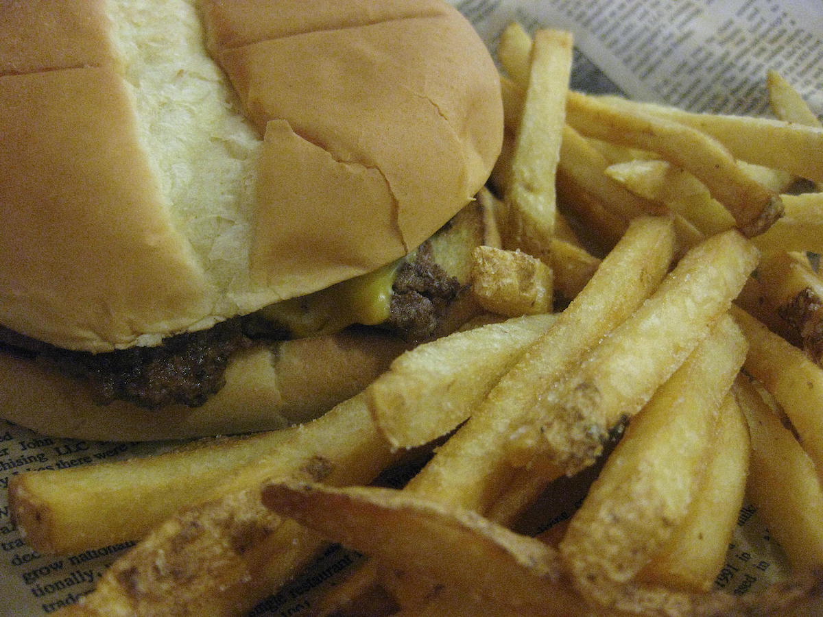 Cheeseburger with fries from Wayback Burgers, formerly Jake's Wayback Burgers