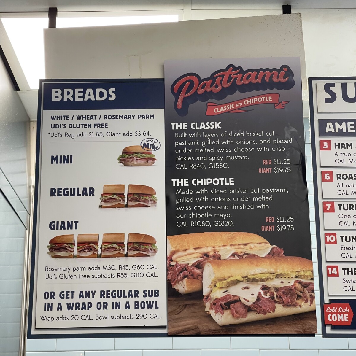 Jersey Mike's Menu featuring Pastrami Subs