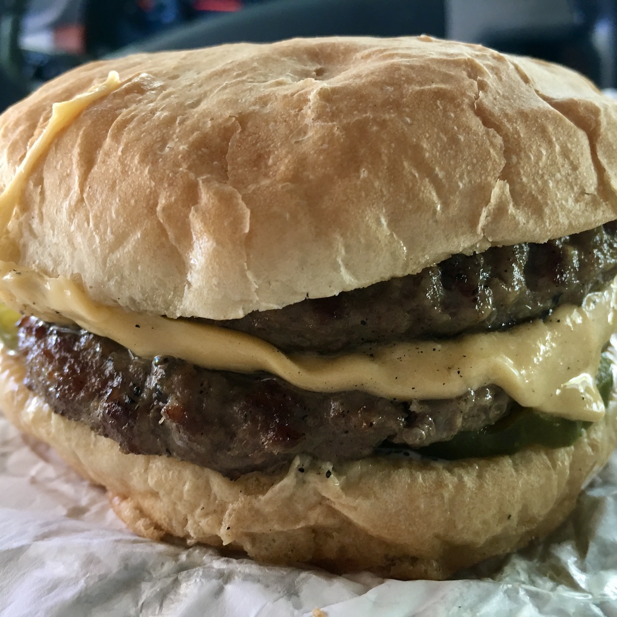 Double Cheeseburger from the Moonlight Drive-In in Titusville, Florida