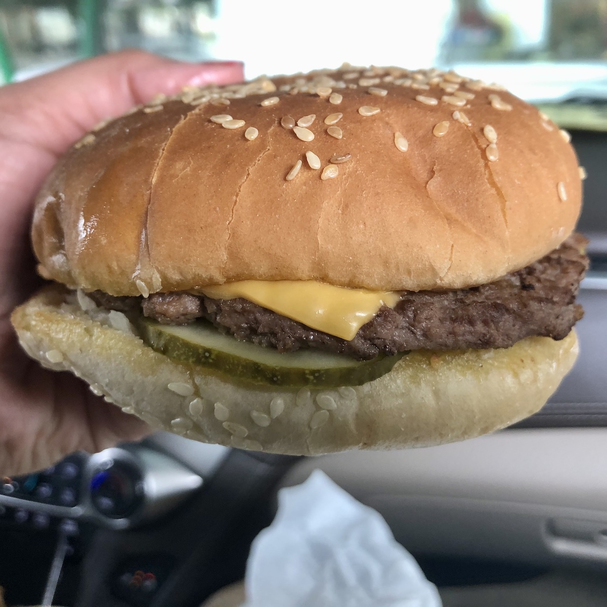 1/4 pound cheeseburger from Pappa's Drive-In at New Smyrna Beach, Florida